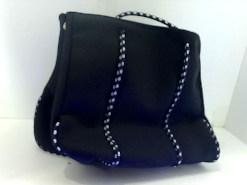 Large Black Tote Bag with Braided Handles