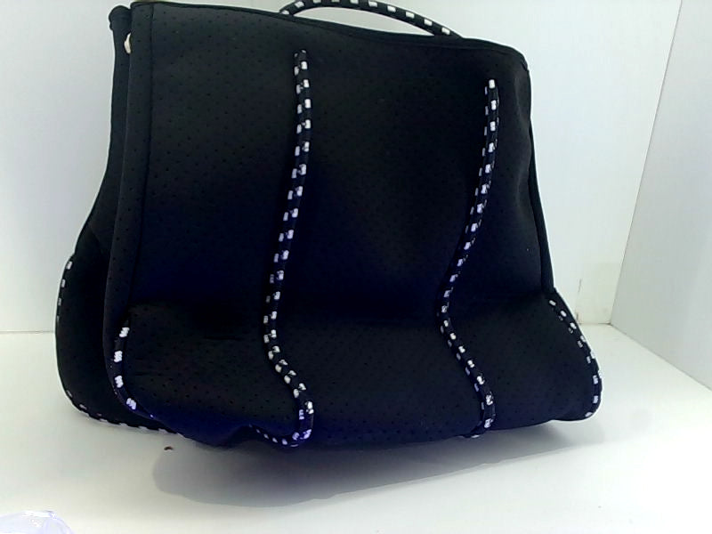 Large Black Tote Bag with Braided Handles