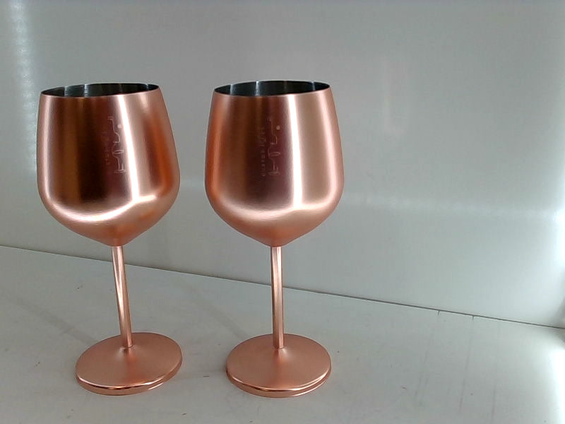 Gustonostro Stainless Steel Wine Glass Set - 18 Oz, Light Pink