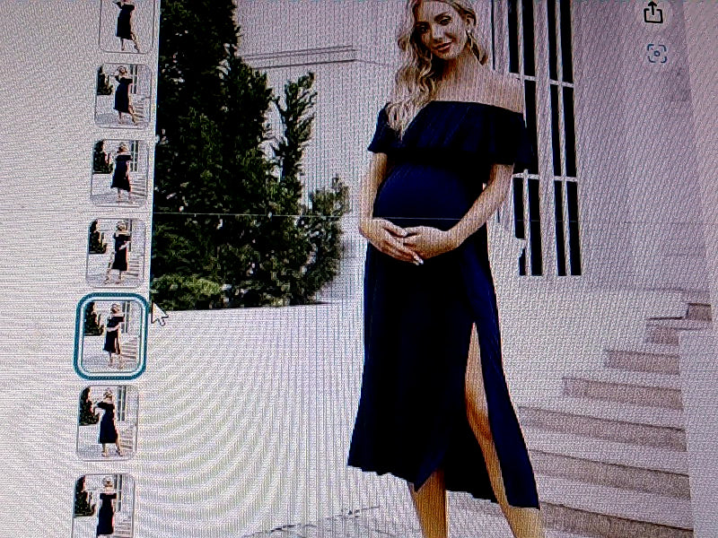 Funjuly Women's Off Shoulder Maternity Maxi Dress Navy Blue XXLarge