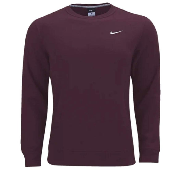 Nike Men's Small Club Fleece Crewneck Sweatshirt Dark Maroon