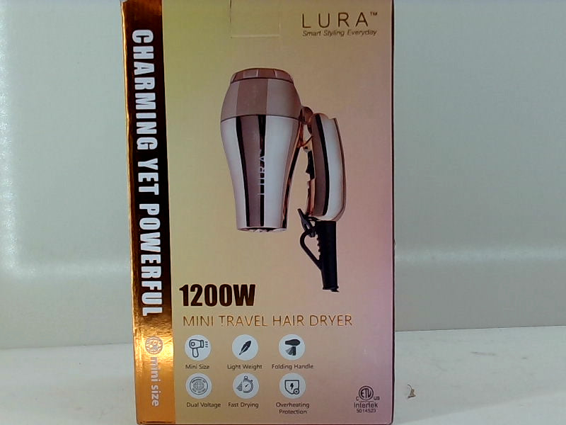 Lura 1200W Dual Voltage Travel Hair Dryer - Rose Gold