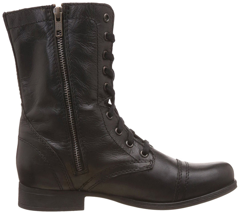 Steve Madden Troopa Black Leather Combat Boots Size 8.5