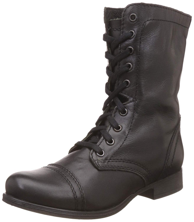 Steve Madden Troopa Black Leather Combat Boots Size 8.5