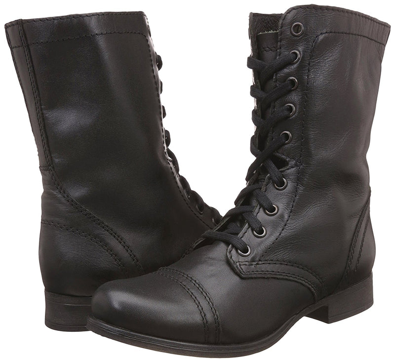 Steve Madden Troopa Black Leather Combat Boots Size 8.5