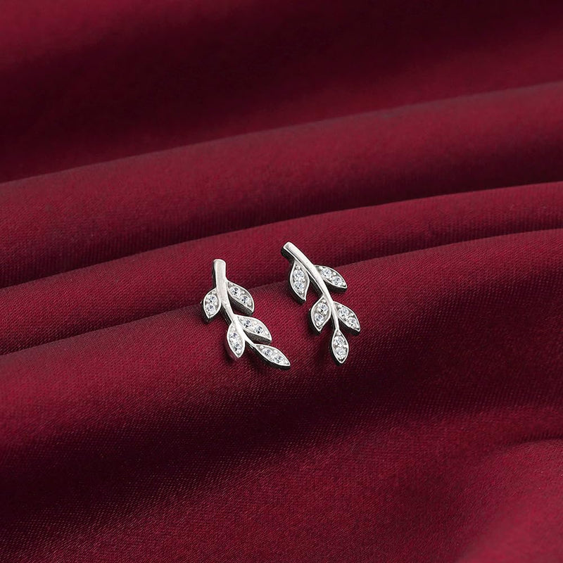 Giva 925 Sterling Silver Leaf Studs for Women’s and Girl’s Dangle Earrings