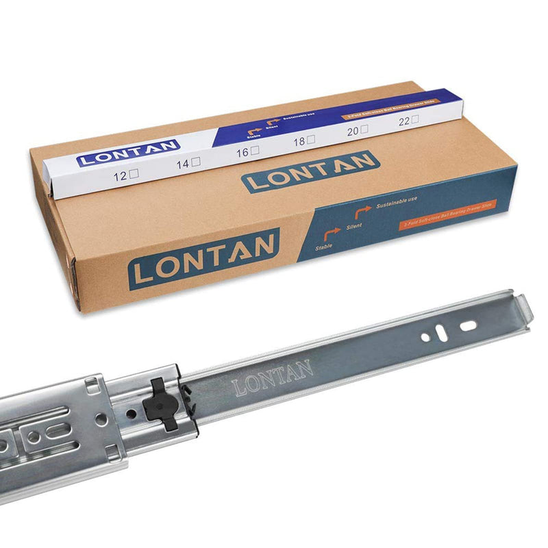 LONTAN 22 Inch Soft Close Heavy Duty Drawer Slides - 100 LB Capacity