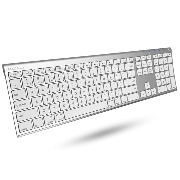 Aluminum Silver Bluetooth Keyboard with Numeric Keypad for Mac Multi Device