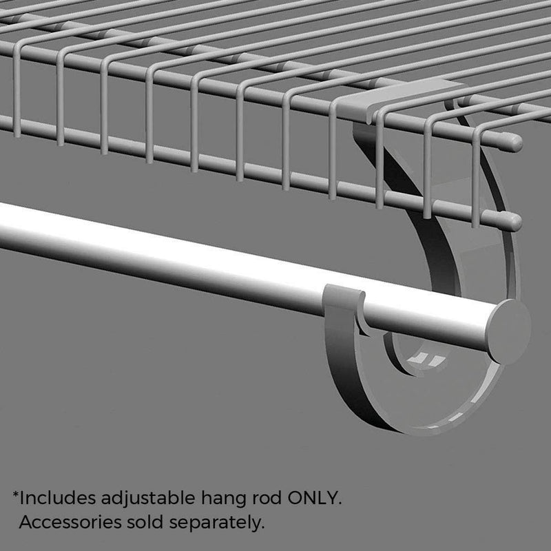 White Adjustable Closet Rod 2' To 4' for SuperSlide Systems