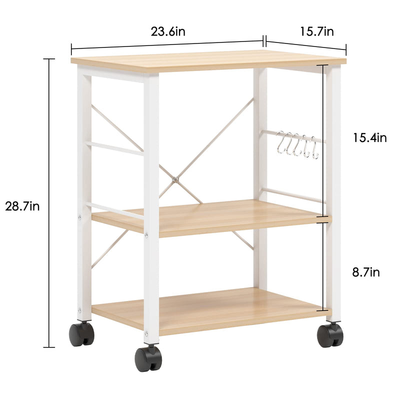 Sogesfurniture 3 Tier Kitchen Baker's Rack Microwave Stand Utility Cart Wheels