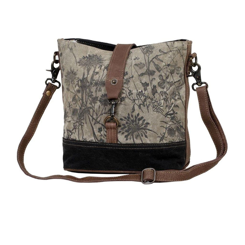 Myra Debonair Floral Print Crossbody Bag with Leather Accents One Size