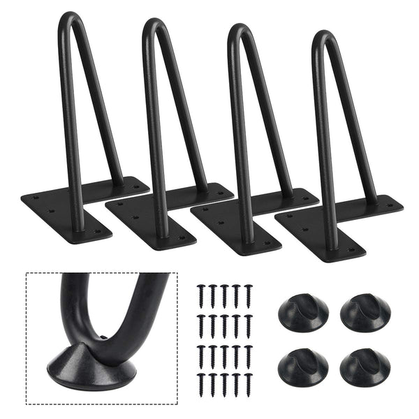 Smartstandard 6 Heavy Duty Hairpin Furniture Legs Black Metal Floor Protectors