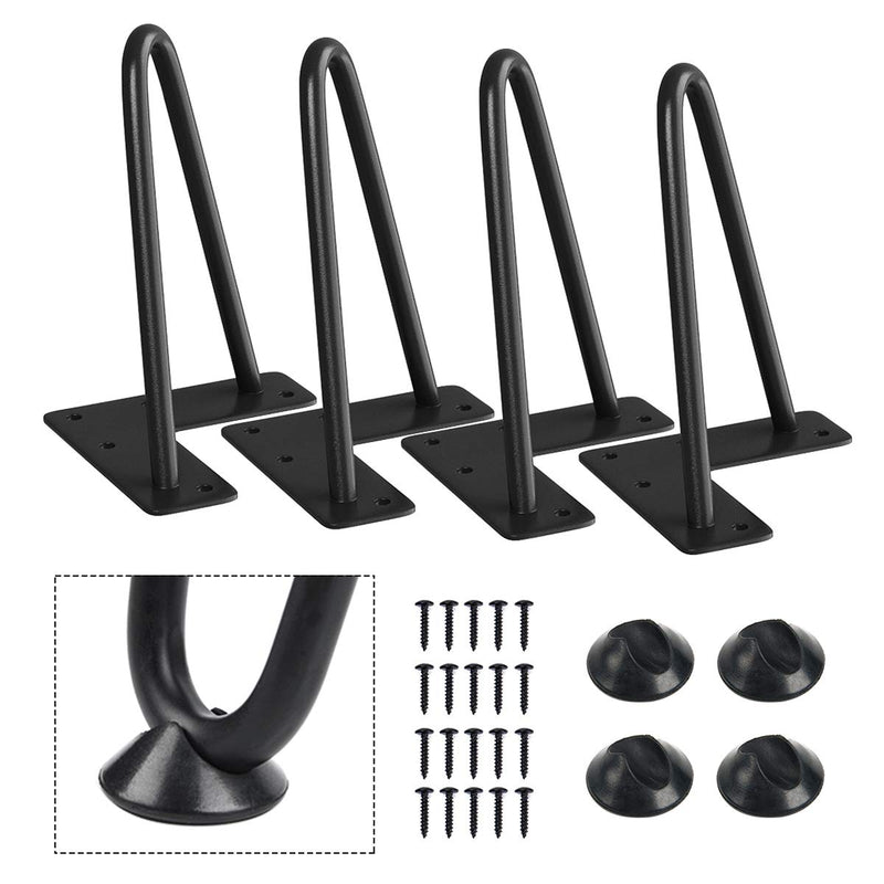 Smartstandard 6 Heavy Duty Hairpin Furniture Legs Black Metal Floor Protectors