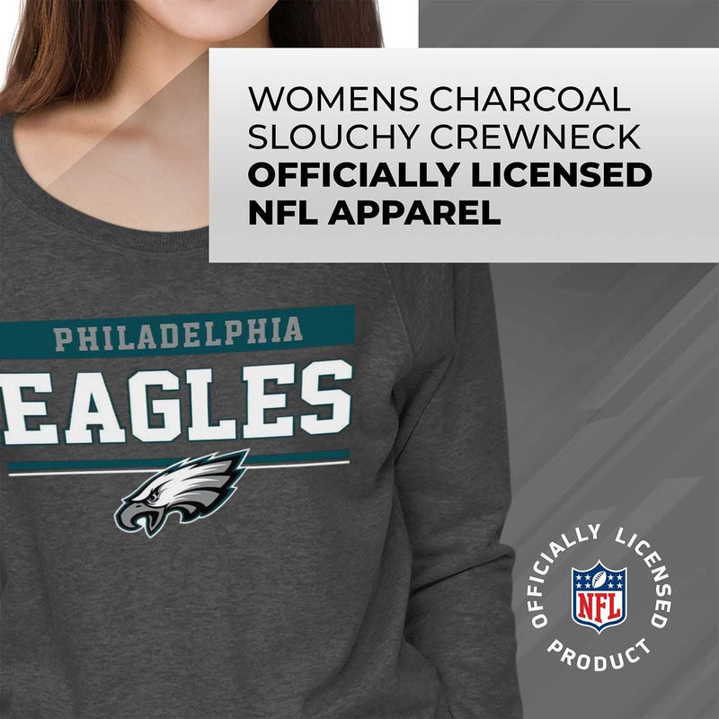 Philadelphia Eagles Women's Charcoal Slouchy Crewneck Pullover X-Large