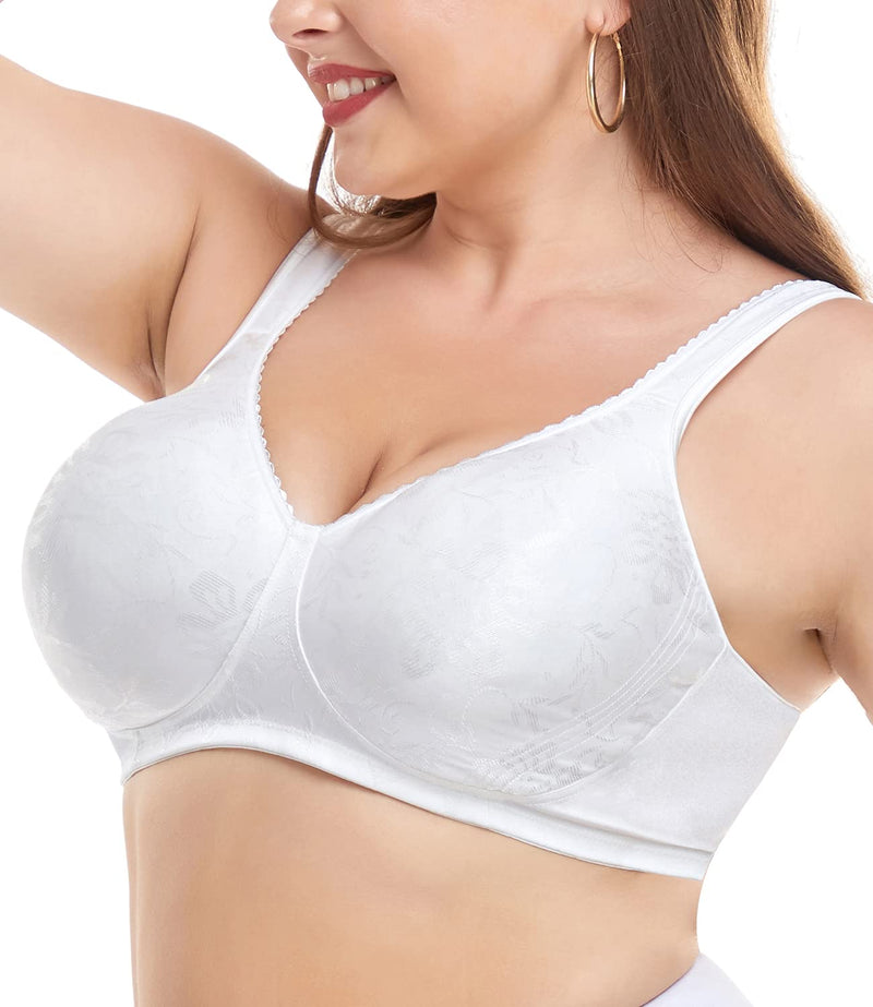 Wirarpa Women's Minimizer Bras Strap Plus Size No Padding Bra White 44g