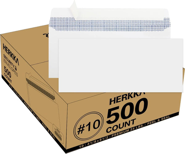 HERKKA #10 Security Self Seal Envelopes No 10 Windowless Bussiness Envelopes