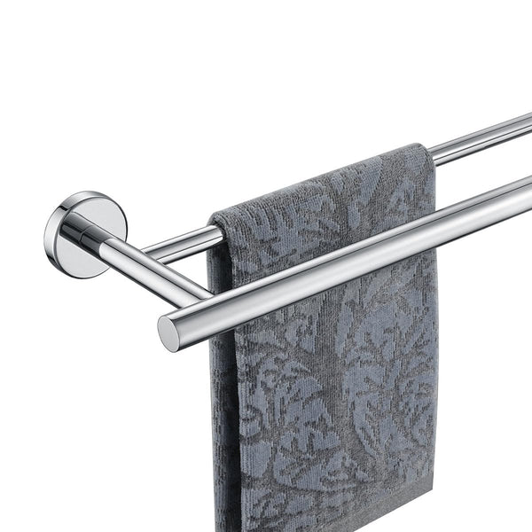 Polished Chrome Double Towel Bar 30 Inch Wall Mount