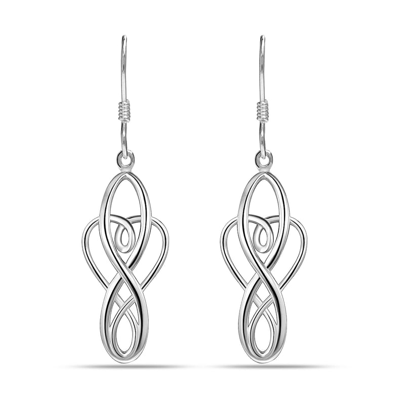 925 Sterling Silver Irish Celtic Knot Drop Dangle Earrings 40mm Women's Jewelry