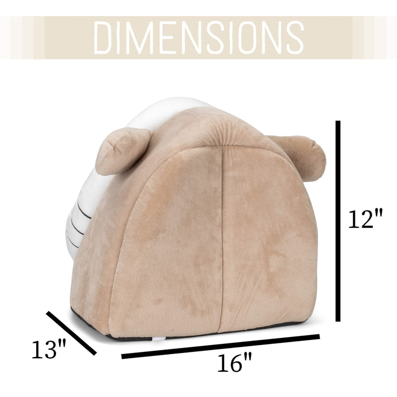 Nat & Jules Kitty Cat Face 15 Inch Plush Fabric Cave Bed With Dangle Toy Warm Beige