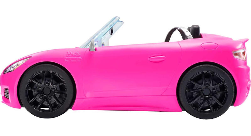 Barbie Pink Convertible Toy Car with Realistic Details and Rolling Wheels