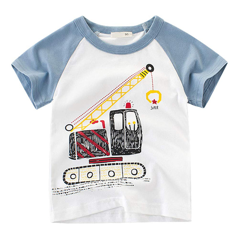 TABNIX Boys 4 Pack Excavator Short Crewneck T-Shirts Top Tee Size 2 to 7 Years