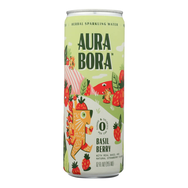 Aura Bora Basil Berry Herbal Sparkling Water 12oz Can