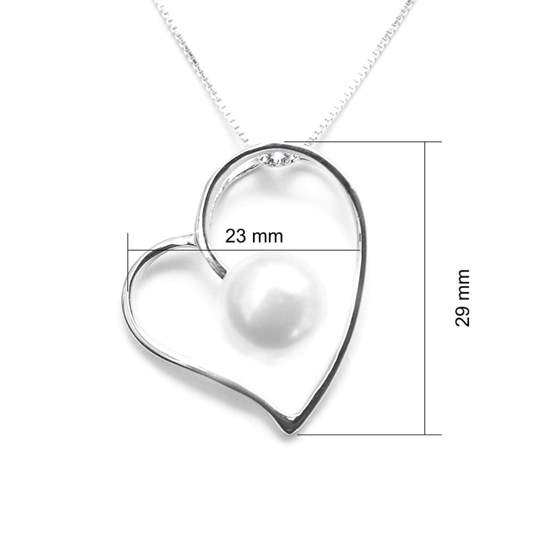 GIVA Love Heart Pendant Necklaces Link Chain for Women 925 Sterling Silver Hypoallergenic Silver, Birthday Anniversary Mother’s Day Jewelry Gift for Mom Women Girls (Pearl, Sterling Silver) (White Pearl Moon, Sterling Silver)