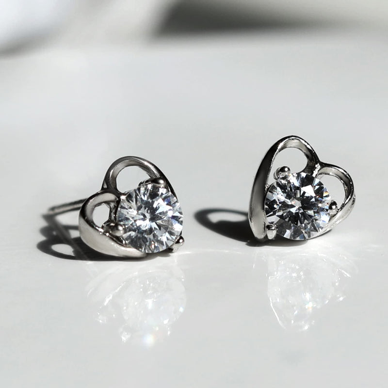 GIVA 925 Sterling Sliver Hypoallergenic Zircon Tiny Heart Studs for Women and Girls