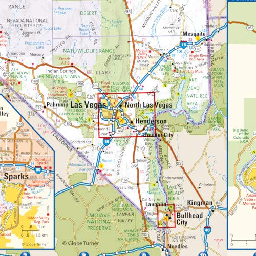 Nevada State Map with City Insets 16.75" x 17.75" Paper