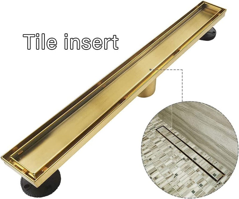 Neodrain 28-In Gold Linear Shower Drain with Hair Strainer Certified