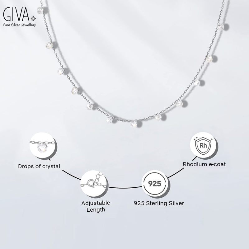 GIVA 925 Sterling Silver Hypoallergenic Queens Necklace AAA+ Quality Zirconia Stone