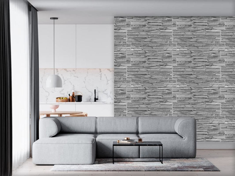 Silver Slate 3D PVC Wall Panels for Interior Decor - 38.6" x 19.6"