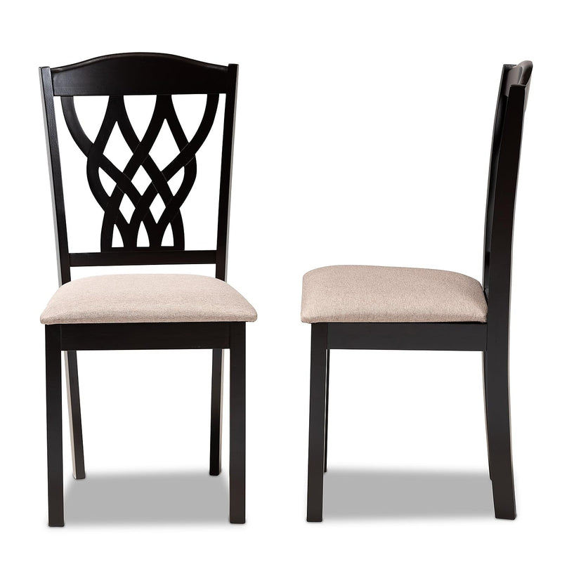 Baxton Studio Delilah Modern Fabric Dining Chair Set Sand & Dark Brown 2 Pk