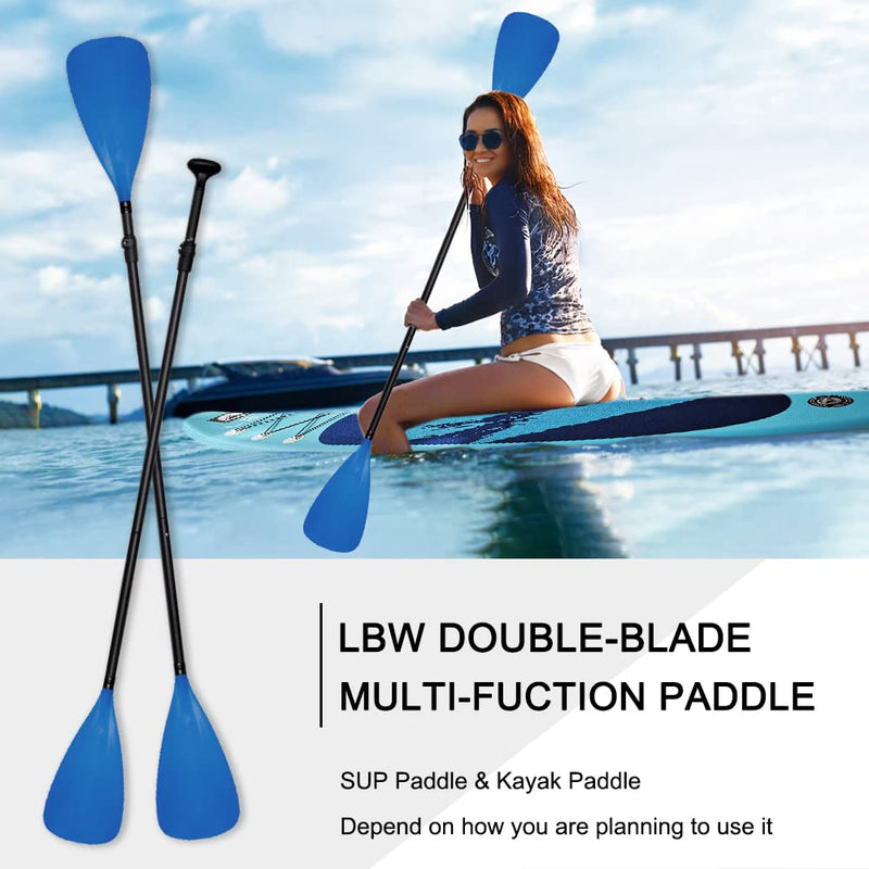 LBW Double-Blade Adjustable SUP Kayak Paddle - Blue 4-Piece