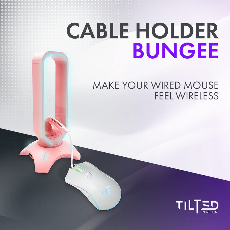 Tilted Nation RGB Headset Stand with USB 3.0 Hub, Pink