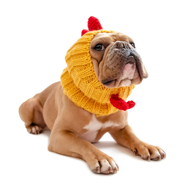 Zoo Snoods Rooster Costume for Pets Small Warm Hood Soft Yarn Ear Covers