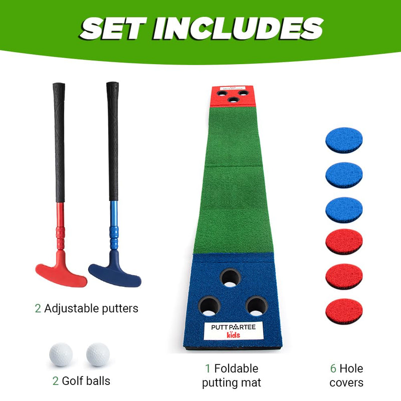 Putt Partee Kids Golf Pong Putting Game Indoor Outdoor Green Balls Putters