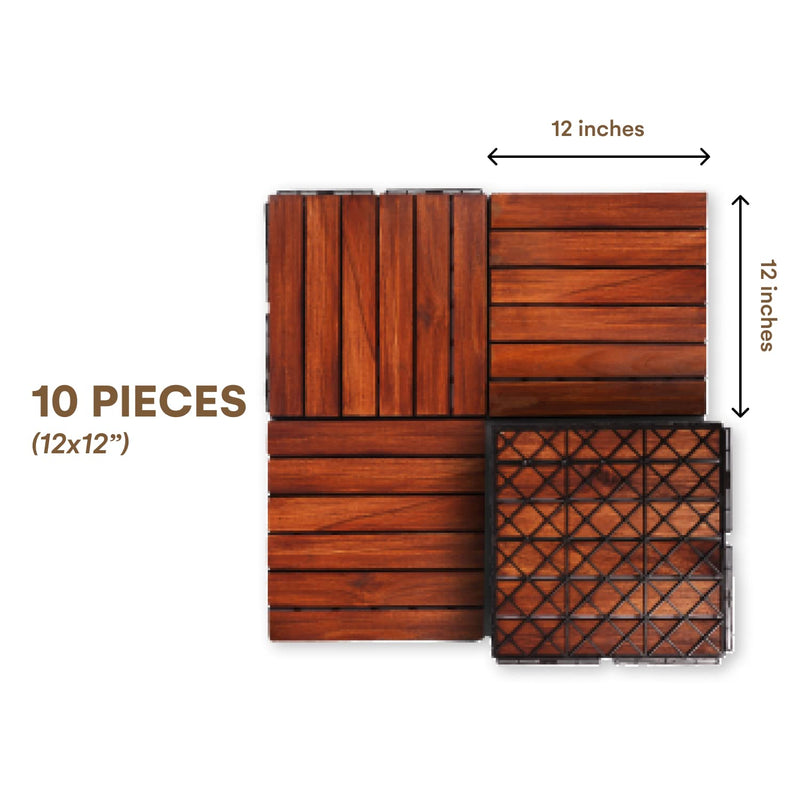 Flybold Interlocking Teak Deck Tiles 12 X 12 Inch 10 Pcs