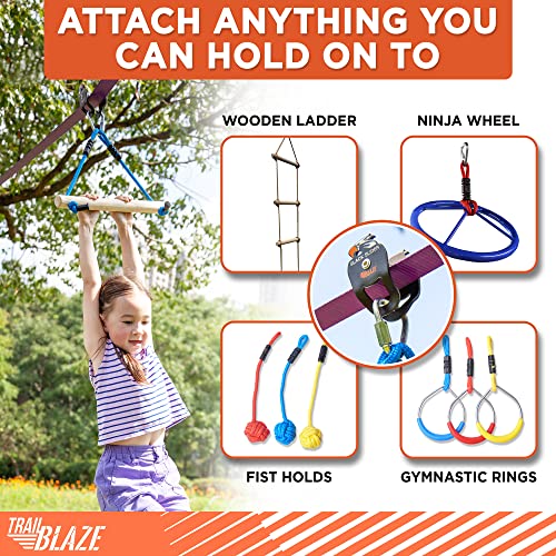 Trailblaze 70 Ft Zipline Kit Tree Rock Climbing Holds Backyard Ninja 300 lb