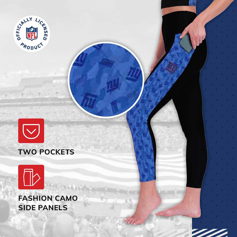 New York Giants High-Waisted Leggings with Pockets - Medium