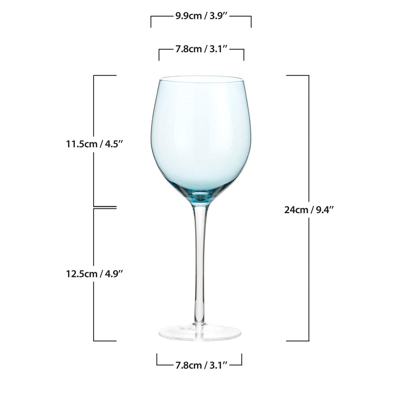 Diko Colorful Stemmed Wine Glass Set 4 Count Multicolor 15.7 Oz