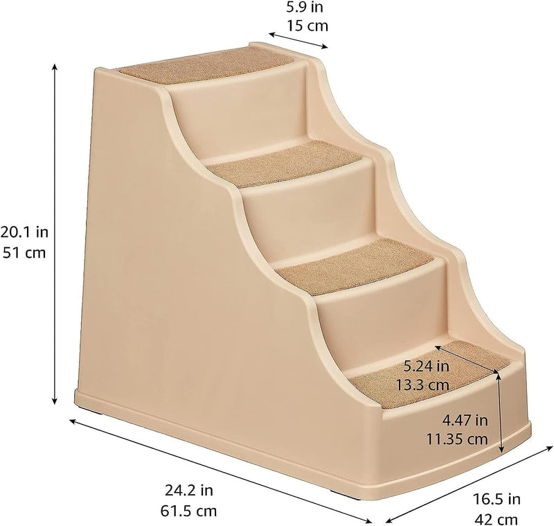 Durable Four-Step Non-Slip Pet Stairs for Dogs and Cats, Tan