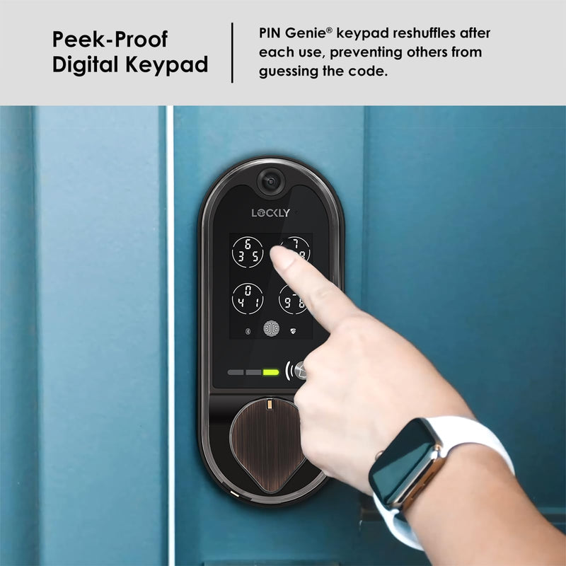 Lockly Vision Smart Deadbolt Keyless Entry with HD Video Doorbell Venetian Bronze