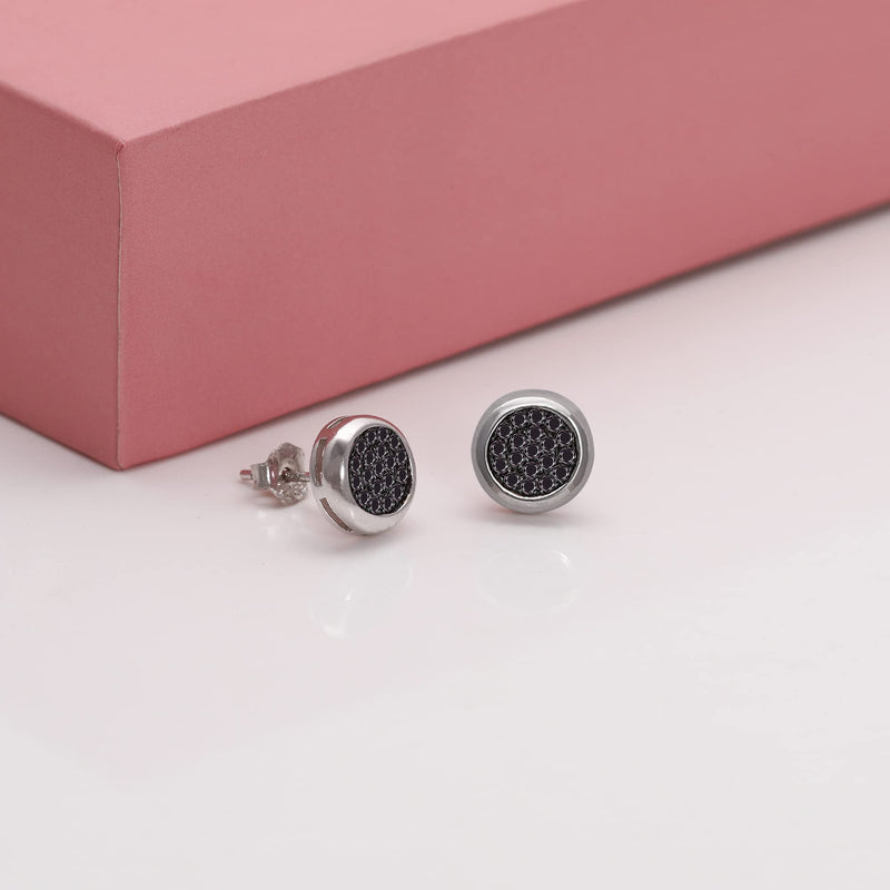 Giva 925 Sterling Silver Hypoallergenic Classic Black Sphere Earrings Studs