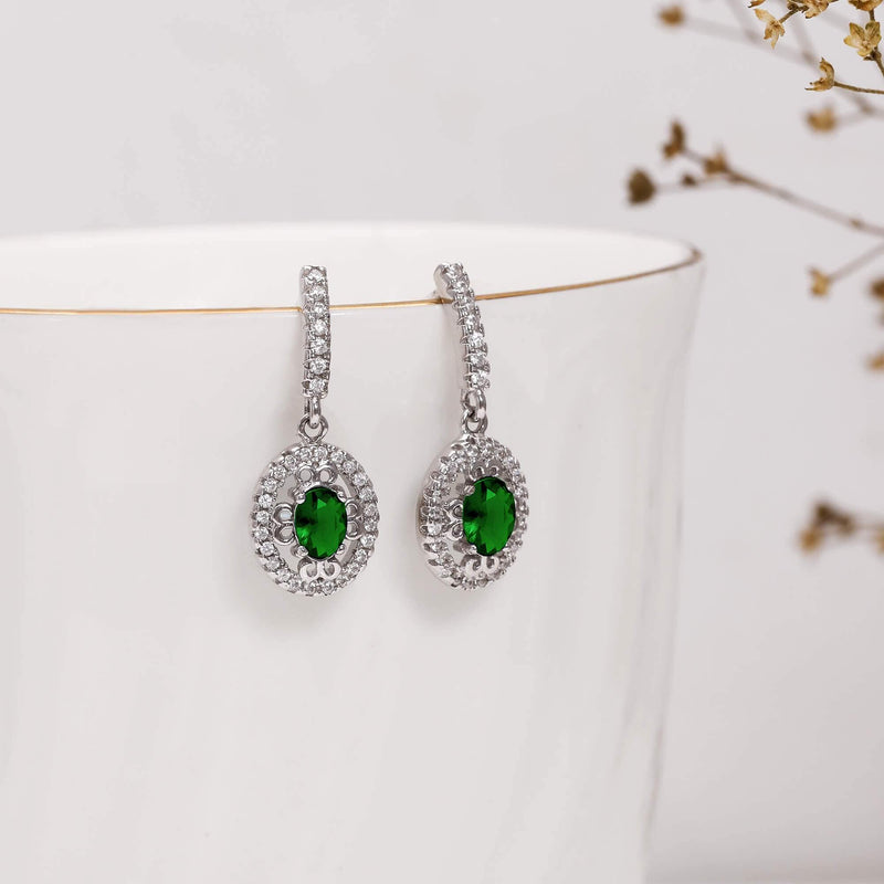 GIVA 925 Sterling Silver Forest Green Drop Earrings for Women Anniversary