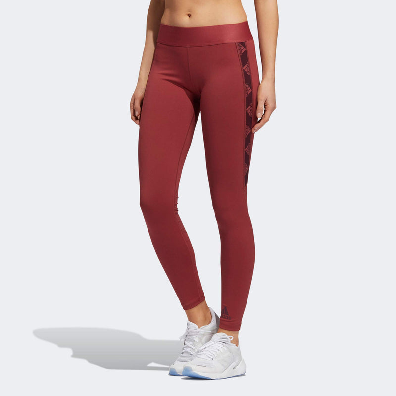 adidas womens Alphaskin Badge of Sport Tights Legacy Red/Maroon Medium