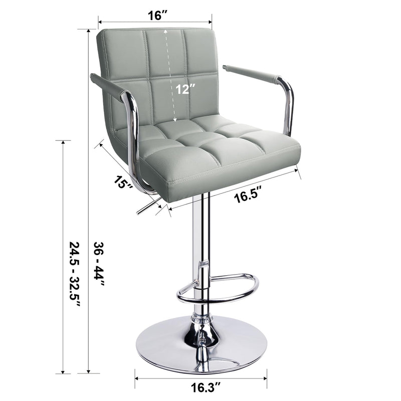 Light Grey Adjustable Swivel Bar Stools with Armrest Set of 2 Leopard