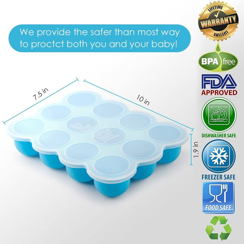 Samuelworld Baby Food Storage Container Bpa Free Silicone Tray 12 Portions