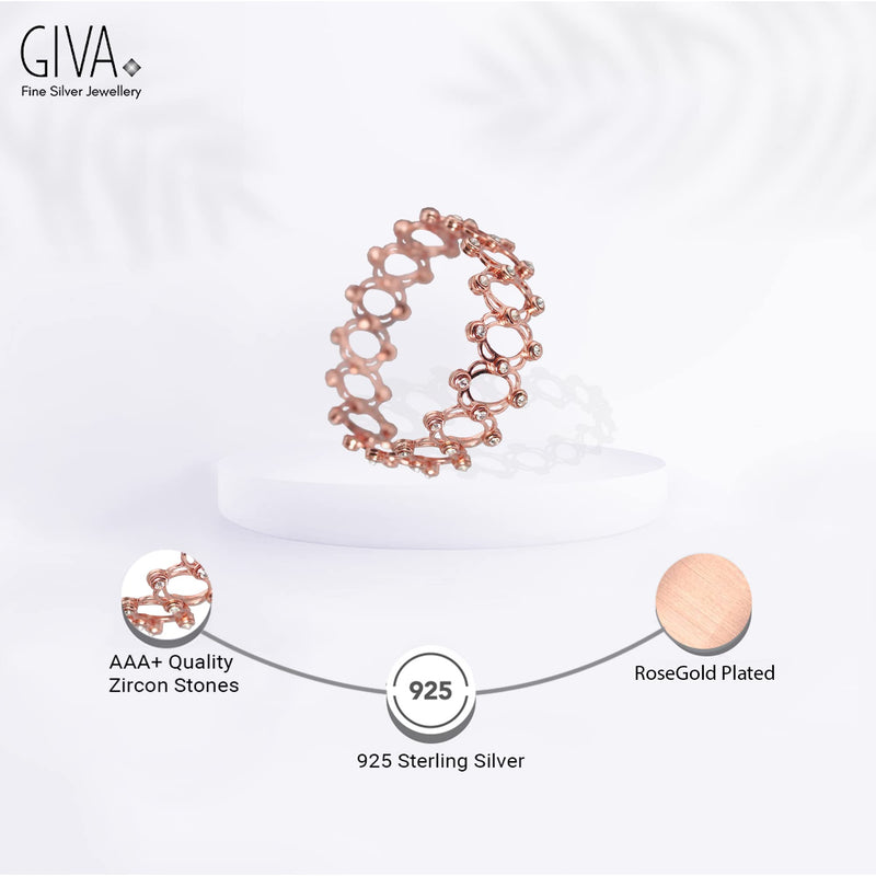 GIVA 925 Sterling Silver Hypoallergenic Retractable Bracelet to Ring Rose Gold plated Bracelet for Women