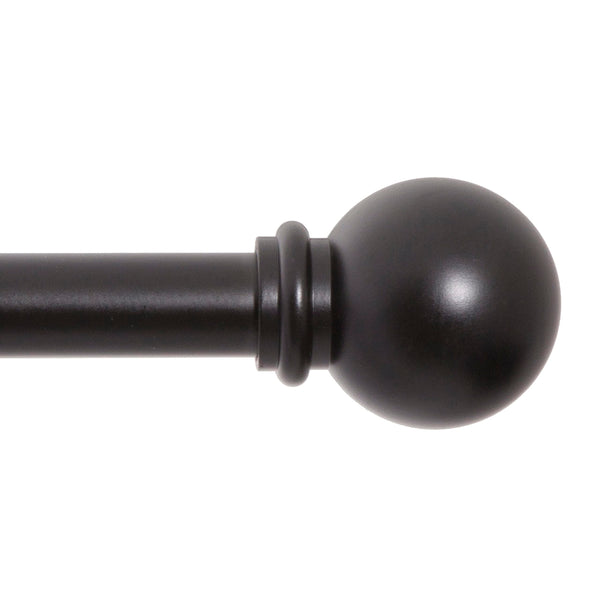 Adjustable Black Curtain Rod 48-86 Inches with Decorative Ball Finials